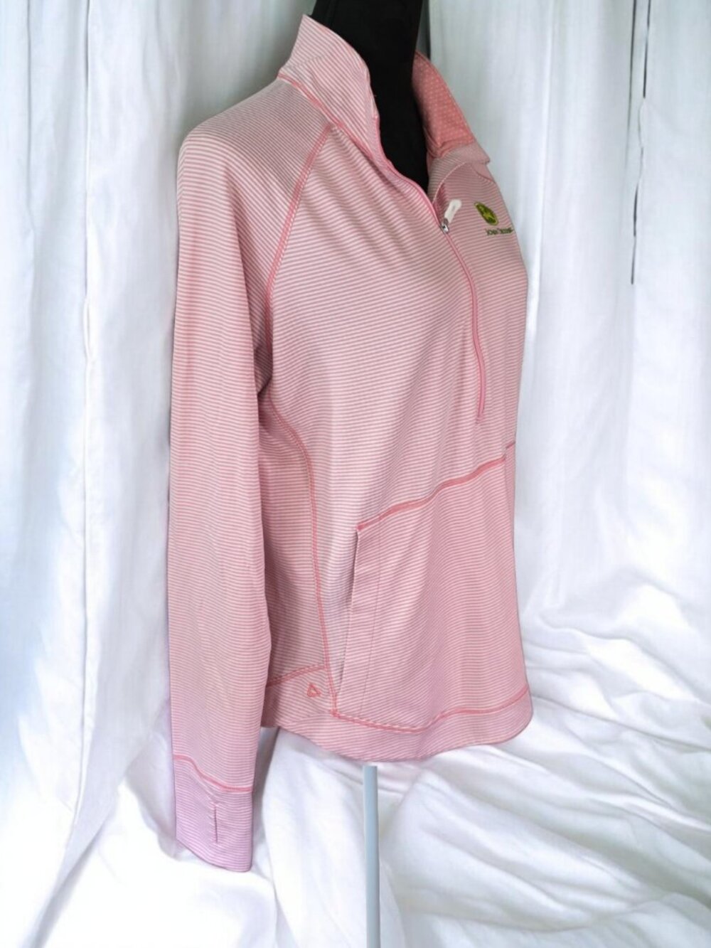 EUC JOHN DEERE (LG) By AHEAD Casuals Light Pink half Zip pullover sweatshirt - Picture 4 of 6